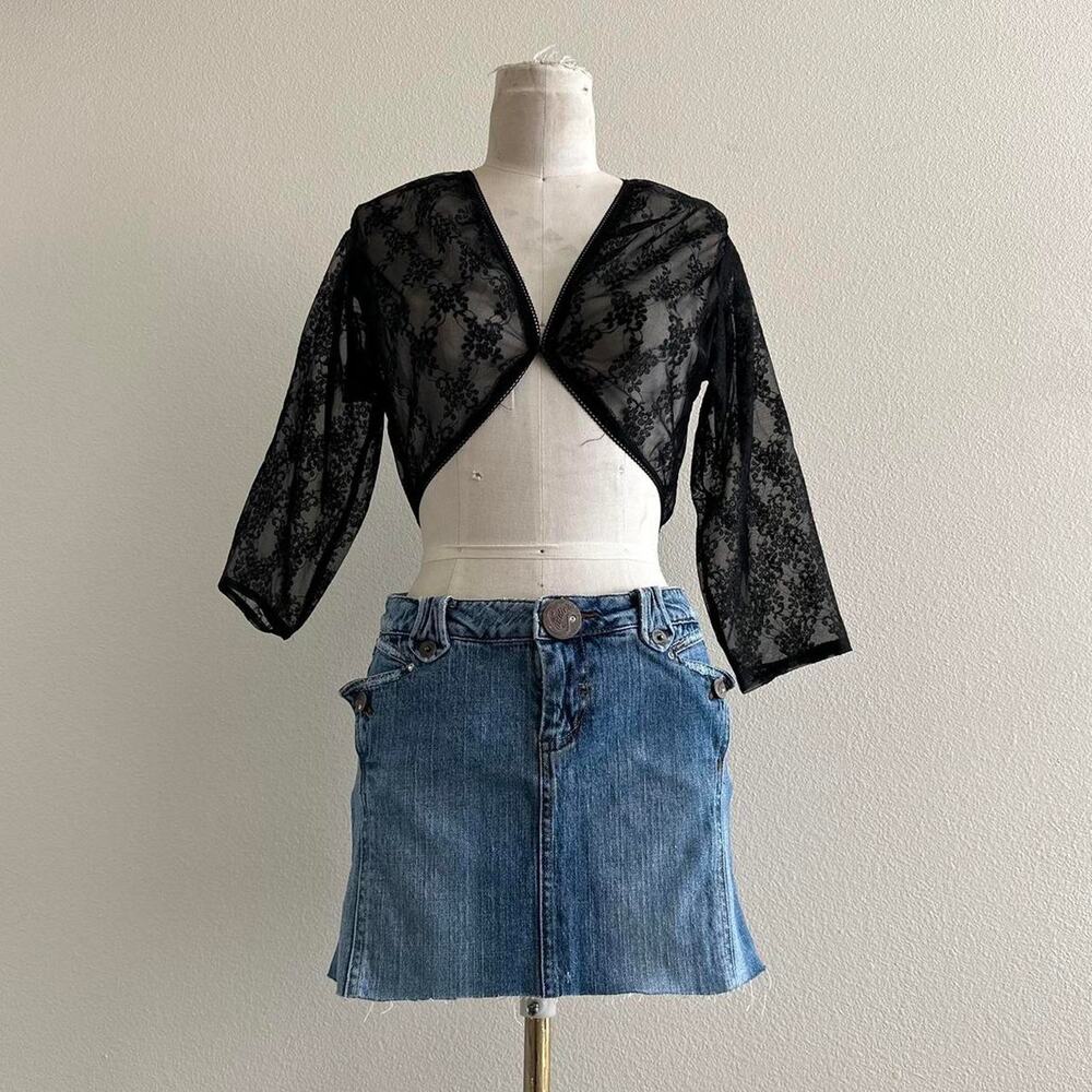 handmade black sheer lace bolero